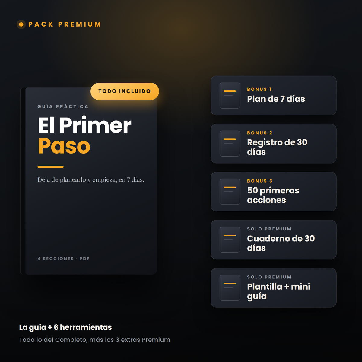 Pack Premium de El Primer Paso: la guía, los tres bonus y los tres extras Premium